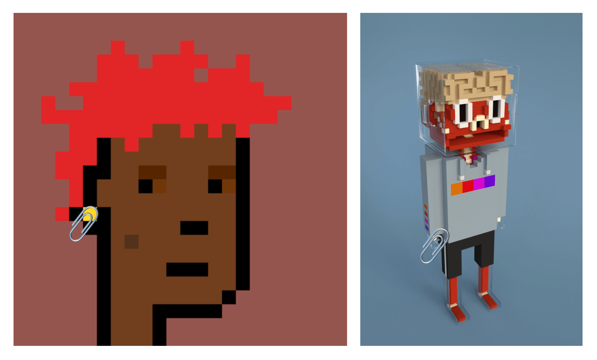 Paperclip Punk #3744 and a Dissected Meebit #10761 